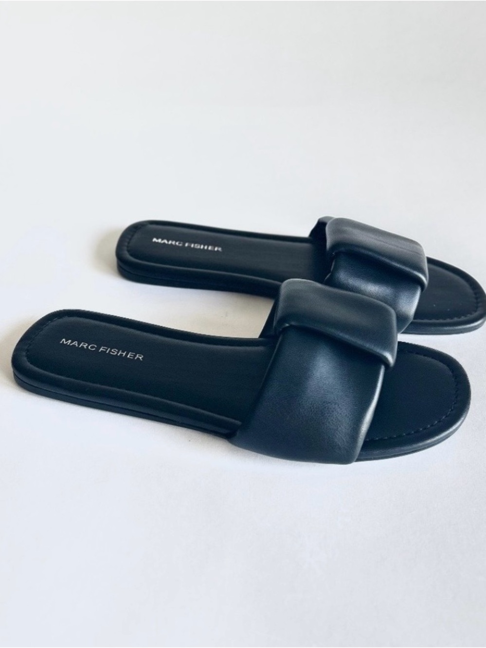 Marc Fisher Black Padded Slide Sandals NWOT
